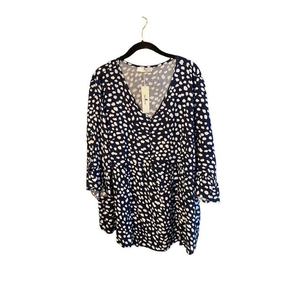 Agnes Orinda NWT plus size V-neck 3/4 flounce sleeve baby doll Blouse S/2X - Picture 5 of 8